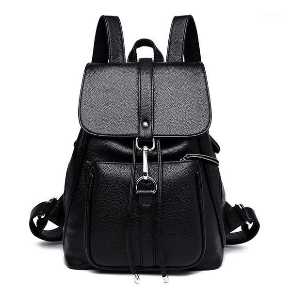 

new tide girl schoolbag school backpack super large capacity female bag leather soft women backpack women1