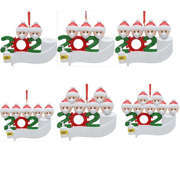 

factorybpxzfamily 2020 christmas quarantine ornaments survivor customized gift hang decoration snowman pendant with face mask hand