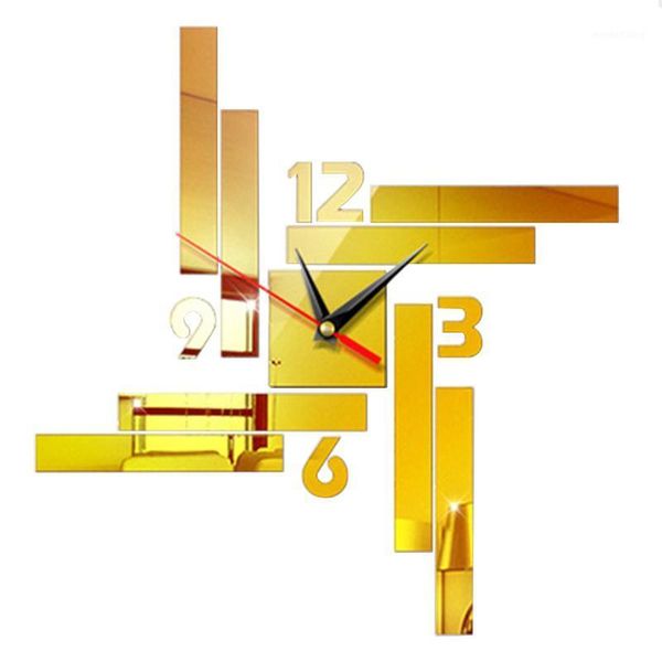 

modern large mute office numeral diy acrylic wall clock living room 3d sticker mirror surface art home decoration adhesive1