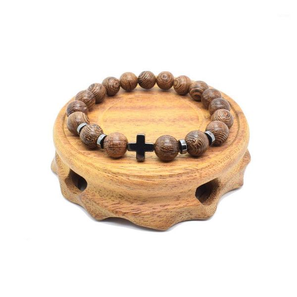 

constantine cross bracelet bead wooden bead bracelet men 2020 fashion jewelry on hand chian men silver accessories punk1, Black