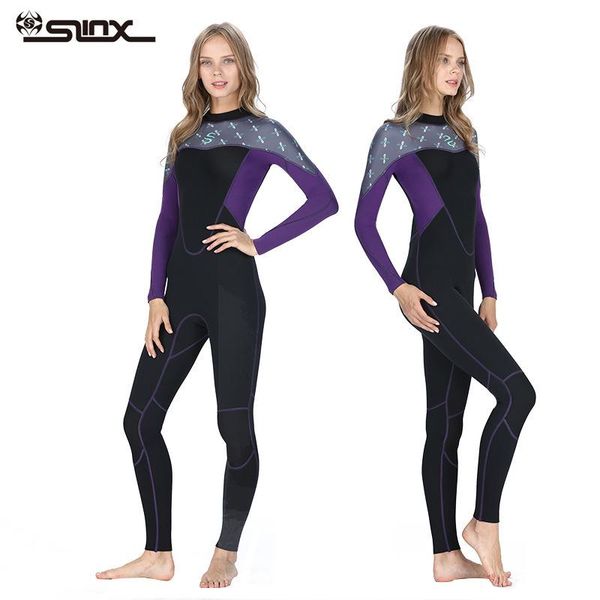 

swim wear slinx women wetsuit 2mm neoprene long-sleeved female full body scuba surfing wet suit patchwork diving swimsuit keep warm