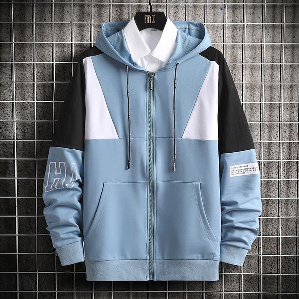 

hooded hoodie sweatshirt men patchwork zipper oversized japanese streetwear sweatshirts yellow men's hoodies kg-729, Black