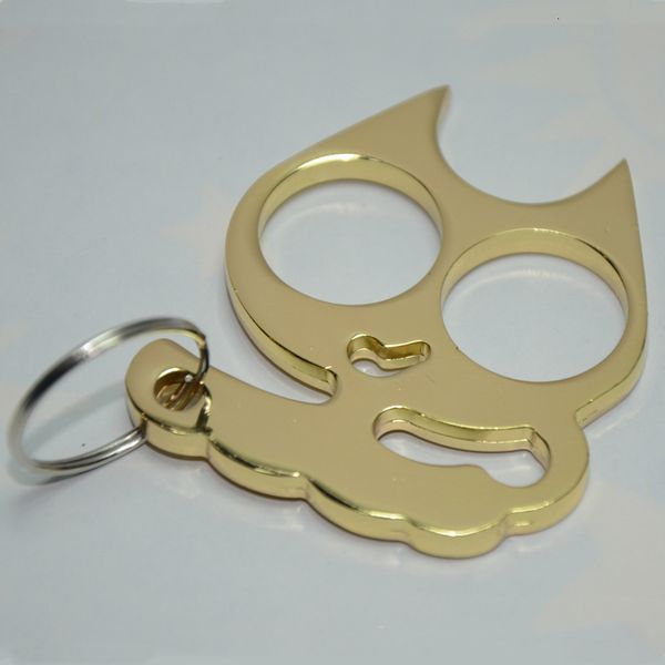 

self defense keychain buckle women key chains cat rings accessories weapons outdoor tool fashion mens gift animal design, Slivery;golden