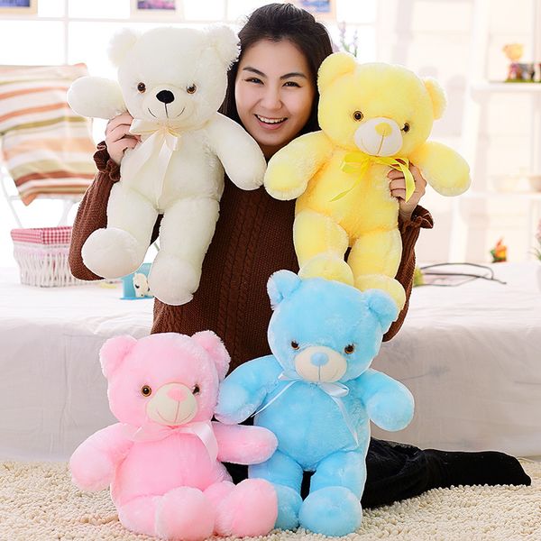 

80cm in stock glowing stuffeed animal led flashing plush cute light up coloful teddy bear dolls toy kid baby toy birthday holiday gift