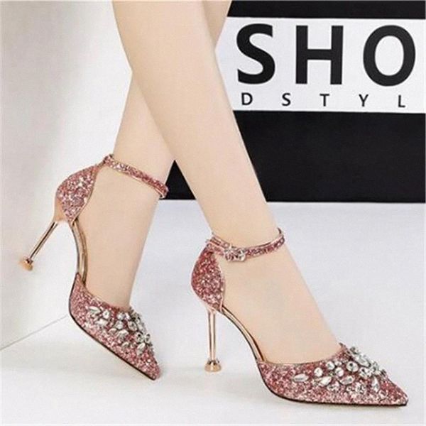 

Gold Silver Bling Crystal Sequins Sexy Women Sandals High Heels Buckle Strap Gladiator Sandals Stiletto Wedding Rhine Ston #xS7y, Black