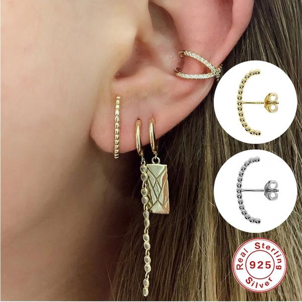 

stud s925 sterling silver personalized piercing earring for women girl lovers' european and american hiphop earrings pendientes, Golden;silver