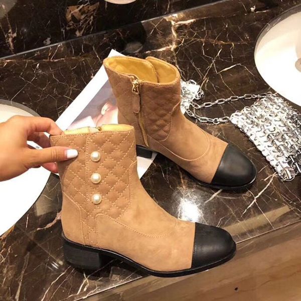 

2020 autumn and winter new round-head thick-heeled short boots fashion style boots side zipper women's boots, Black