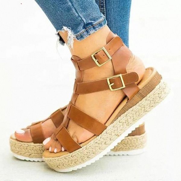 

2020 women sandals plus size wedges shoes for women high heels sandals summer shoes flip flop chaussures femme platform sandals #ap1o, Black