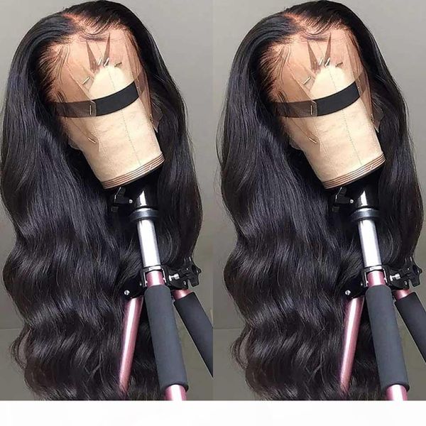 

transparent lace frontal wigs 180 density wavy body wave lace front wig 26 inch lace front human hair wigs remy brazilian wig, Black;brown