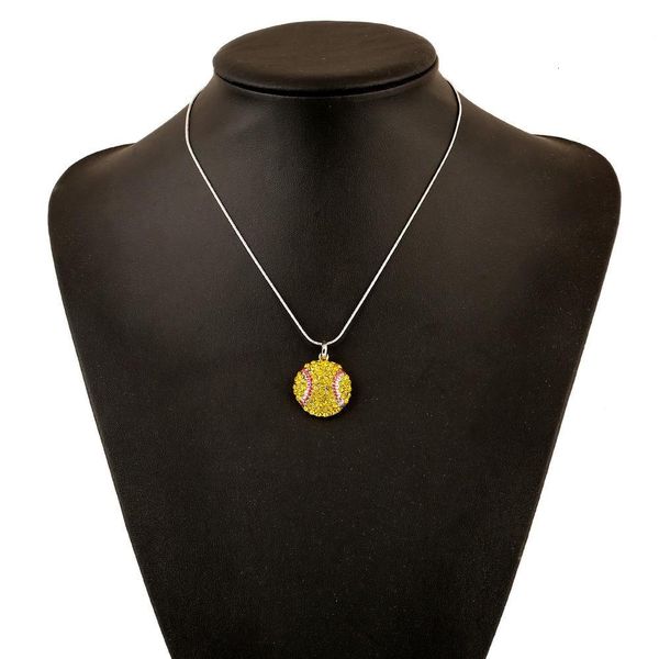 

crystal new softball ball rhinestone sports baseball necklace basketball pendant snake chains for women men s fans fashi