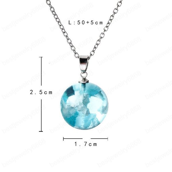 

pendant blue sky white clouds resin necklaces glass transparent ball charm statement necklace couple jewelry for women v