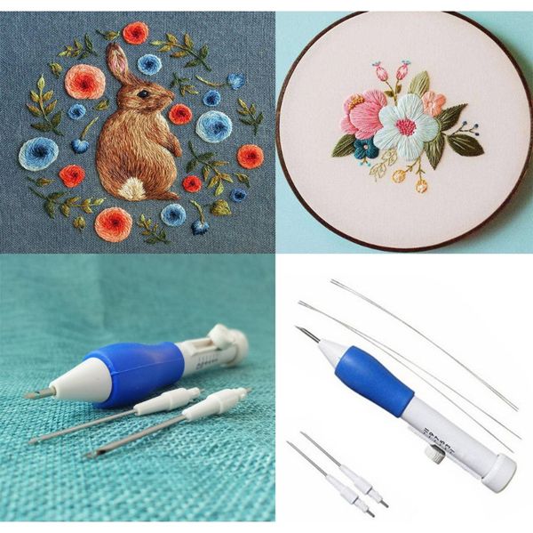 

горячий практический abs пластиковый diy волшебная вышивка ручка установите иглы вязальные иглы инструмент взаимозаменяемый удар рукоделия s