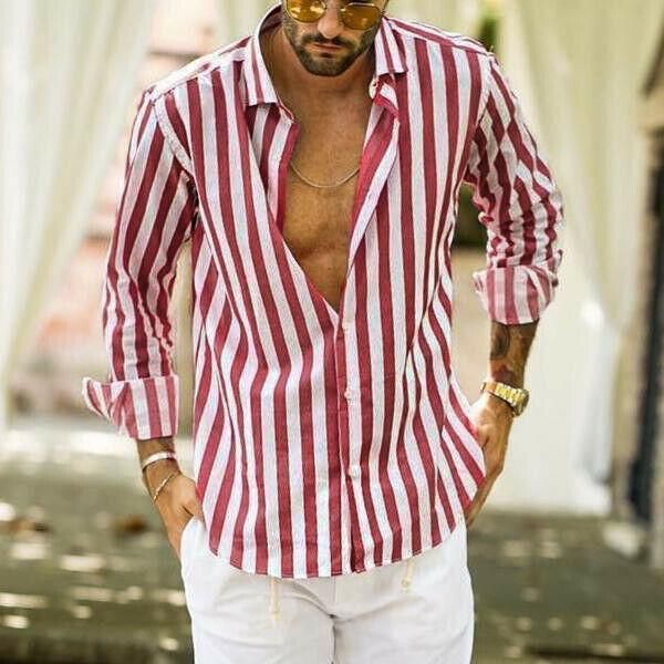 

men's casual shirts 2021 men cotton linen long sleeve fashion shirt male striped pattern turn-down collar loose plus size, White;black