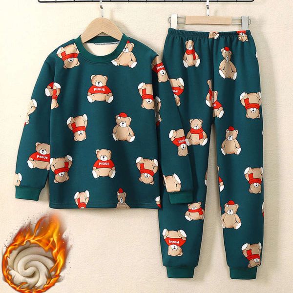 

set plush children's with warm underwear thickened cloth and autumn trousers, Blue;red