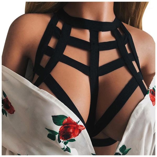 

chamsgend lingerie women hollow out bra underwear black lingerie alluring cage elastic cage bra strappy mujer1, Red;black