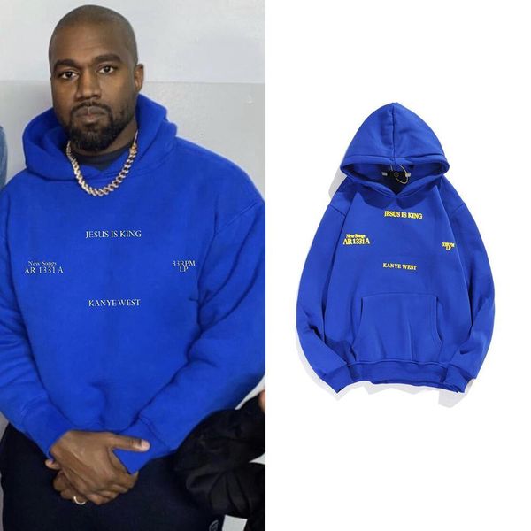 

man pullovers hoodies jesus is king kanye west vintage autumn winter blue hip hop fleece hoodies urban streetwear hoody women, Black