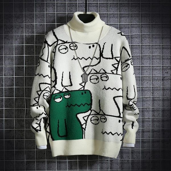 

sweater men's high collar graffiti trend loose lovers 2020 winter hong kong style thickened men's t-shirt coat, White;black