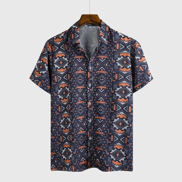 

print summer sell men's beach shirt fashion short sleeve geometric loose casual shirts hawaiian streetwear1, White;black