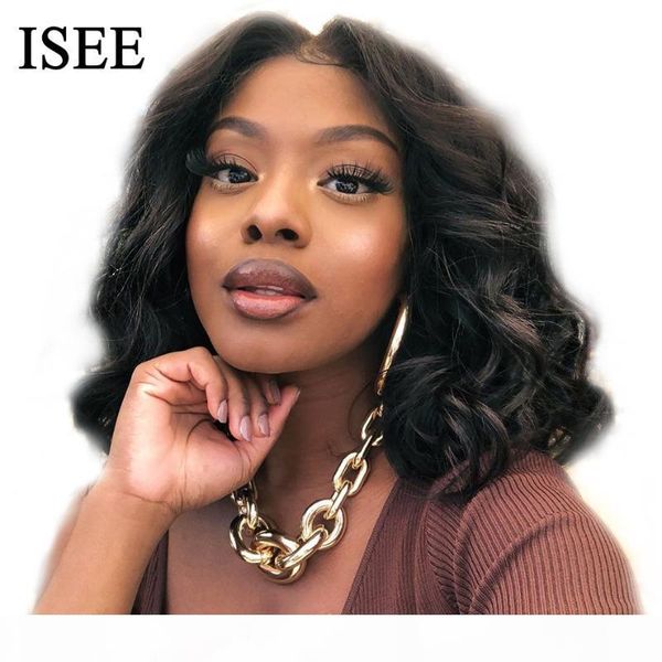 

body wave short bob human hair wigs 13x4 lace front wig isee hair malaysian body wave bob lace front wigs for women, Black;brown