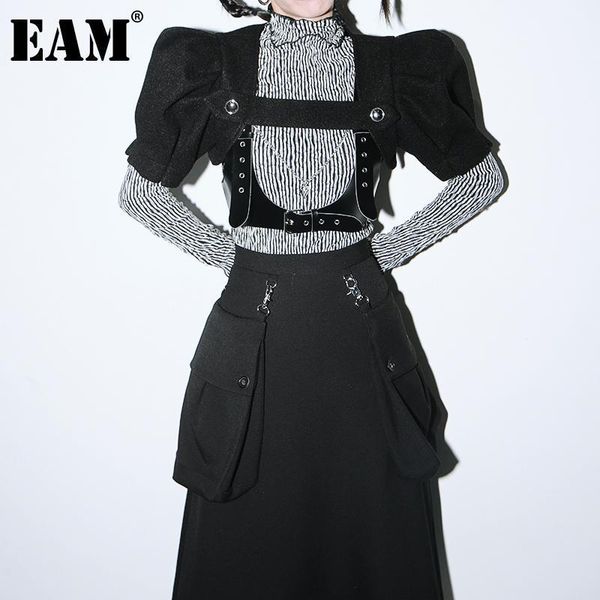 

eam] women loose fit black hollow out cool short woolen vest new v-collar sleeveless fashion tide spring autumn 2021 1dd15401, Black;white