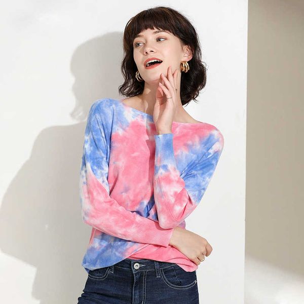 

fashion sweater women autumn winter casual pullovers long sleeve printed loose pullover soft tie dyed sweater, White;black