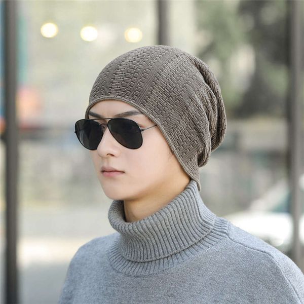

pure wool men's pullover line korean fashion autumn winter knitted hat outdoor skiing, Black;green