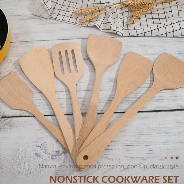 

1pc spatula spoon mixing holder cooking utensils dinner kitchen shovels nonstick cookwarehealth wood wok shovels bbyann