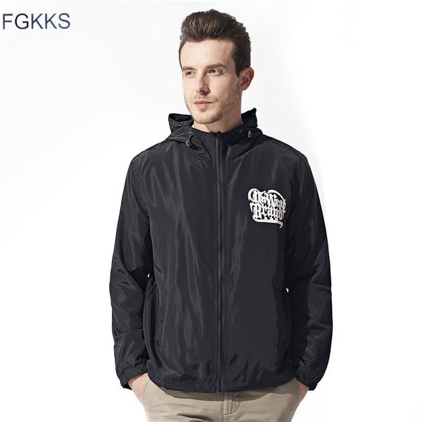 

fgkks 2021 new spring autumn men's jackets thin solid fashion coats male casual slim stand collar bomber jacket men overcoa, Black;brown