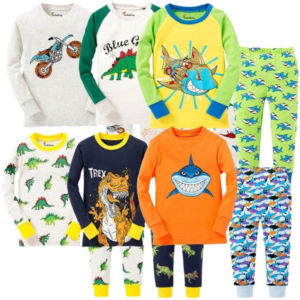 

girls strawberry pajamas sets baby 100% cotton full sleeve sleepwear children animal nightwear kids pijamas boys cartoon pyjamas lj201216, Blue;red