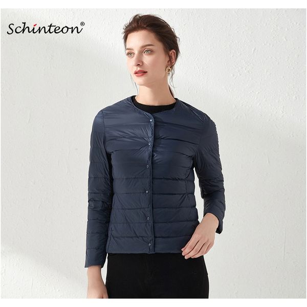 

2020 schinteon женщины ультра легкий пуховик 90 белая утка вниз тонкий пальто тонкий внутренний дворик короткая одежда осень новое поступлен, Black