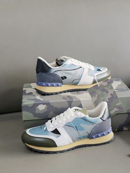 

роскошный дизайнер camo сетка рок-бегунов кроссовки камуфляж мужские повседневные знаменитые пара спортивные рок-шпильки уличные тренеры eu3, Black