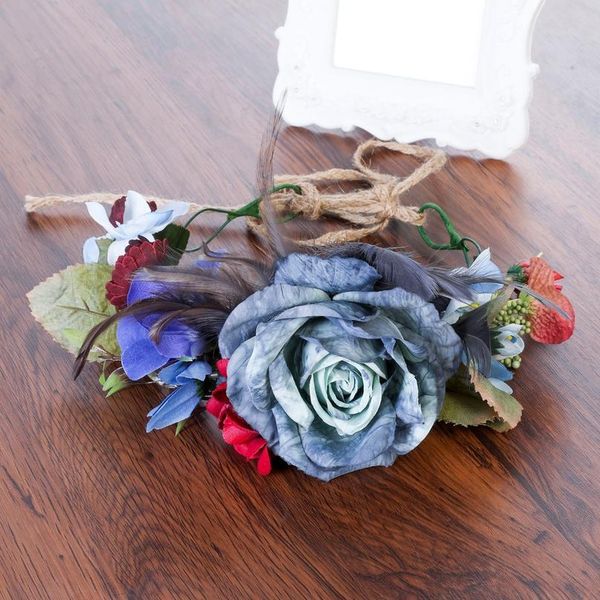 

haimeikang fashion garland wreath of flowers plaiting women girls flower crown feather headbands wedding hair acc qylxte