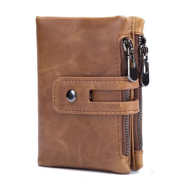 

wallet anti-theft fashion casual short men's wallet double zipper large capacity, Red;black