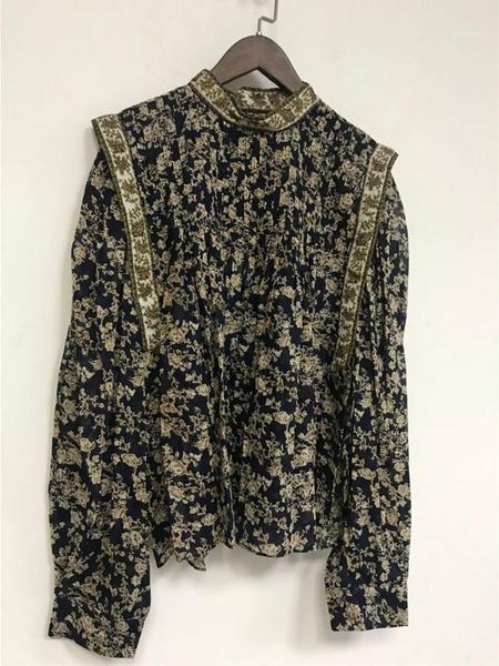 

2020 new fashion women's print blouses retro long sleeve or irregular ladies mini skirt1, White