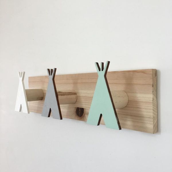 

hooks & rails cute wooden tent hook rail for kids room wall decorate eco hanger