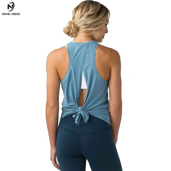 

yoga shirt 2021 women open back yoga tank sleeveless off shoulder sports t shirt backless crop racerback gym workout clothes, White;red