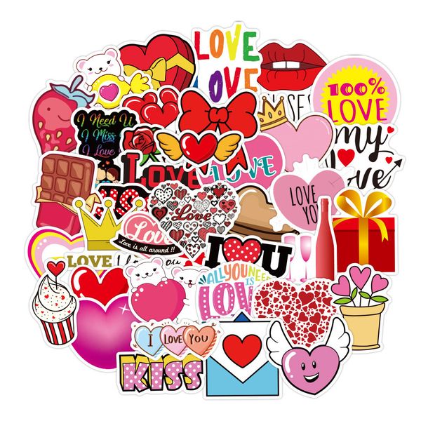 

50pcs/set valentine's day waterproof stickers for lapphone notebook