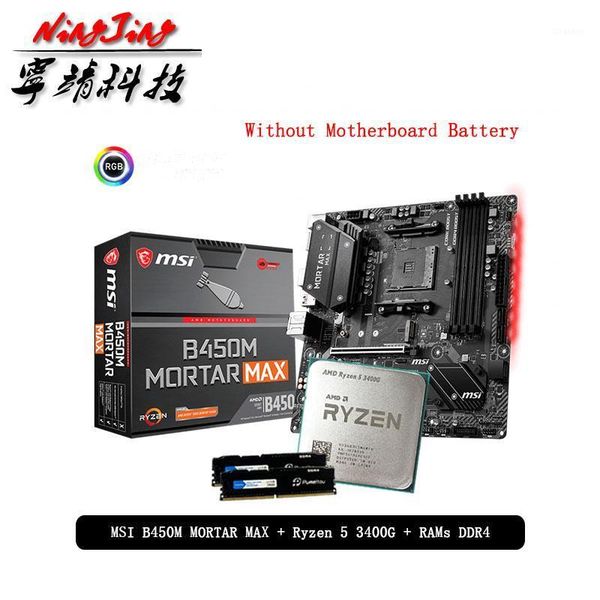 

rams amd ryzen 5 r5 3400g cpu + msi b450m mortar max motherboard pumeitou ddr4 8g 16g 2666mhz suit socket am4 without cooler1