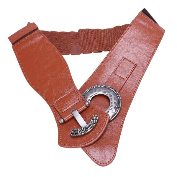 

belts elasticated wide belt simple retro decorative down with dress pu leather girdle, Black;brown