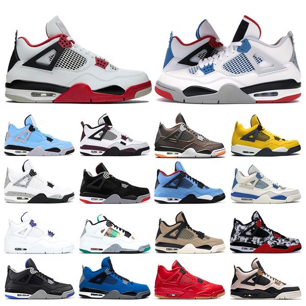 

ale mens sneakers basketball running shoes 4s university blue starfish fire red purple metallic white cement womens sports trainers 7-13, White;red