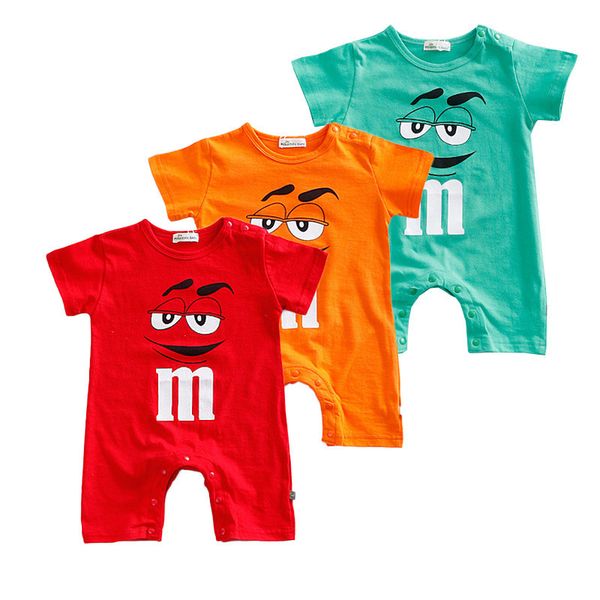 

infant baby summer romper outfits boy & funny face onesie cute girl clothes short sleeve jumpsuittoddler playsuit 201028, Blue