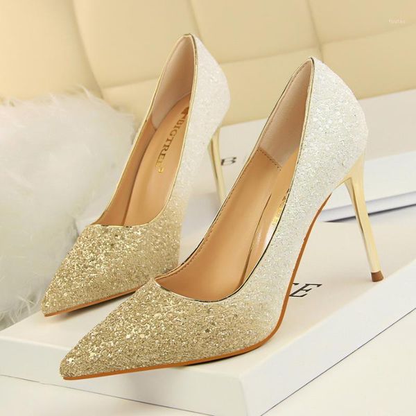 

bigtree classics sequined cloth women's wedding shoes fashion women pumps shallow pointed toe high heels shoes party1, Black
