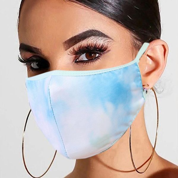 

мода tie dye печать хлопок ткань маска многоразовый моющийся рот маска unisex пыл ветрозащитный маска mascarillas bbyksw