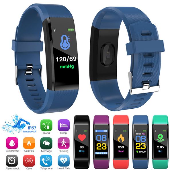 

watch smart bracelet sports screen electronics bracelet blood pressure rate smart fitness tracker heart with watch vvqfo, Slivery;brown