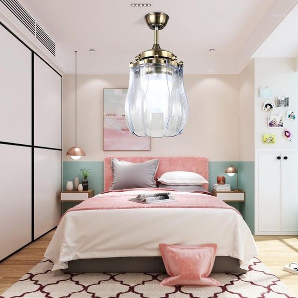 

modern led dimming folding ceiling fan with lights fashion invisible mute fan lamp 42 inch abs blades light1