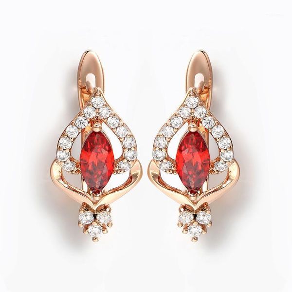 

dangle & chandelier hanreshe small red zircon earrings punk wedding jewelry boucle d'oreille cute round fashion crystal drop women gift, Silver