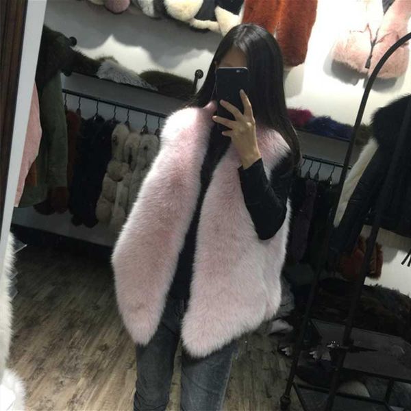 

2020 new whole leather imitation fur soft loose casual comfortable vest vest sleeveless temperament elegant jacket women1, Black