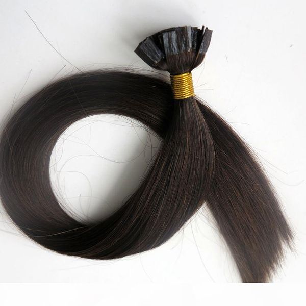 

pre bonded human hair extensions flat tip hair 50g 50strands 18 20 22 24inch #2 darkest brown brazilian indian hair products, Black