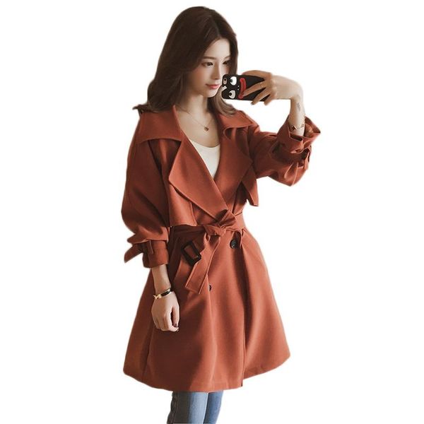 

women's trench coats fashion long coat for women autumn spring outerwear loose gabardina mujer, Tan;black