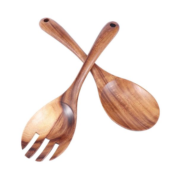 

natural wooden kitchen cooking spoons large salad server wood fork spoon cutlery set wooden utensils tableware h jllreg